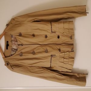 Ness Leatherette Tan Front Zip Jacket, Size M